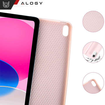 Schutzhülle mit kabelloser Tastatur Alogy Keyboard Case mit Stifthalter für Apple iPad 10.9 2022 Pink Glass