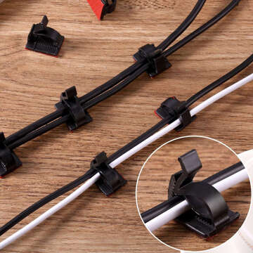 Selbstklebende Clips x100 Schreibtisch-Kabel-Organizer, Kabel-Organizer, Kabel für Tisch-Schreibtisch, 3M Alogy-Klebeband [100 Stück]