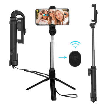 Selfie Stick Bluetooth-Handyhalter Stativ-Handyhalter mit Fernbedienung Bluetooth-Stativ Schwarz