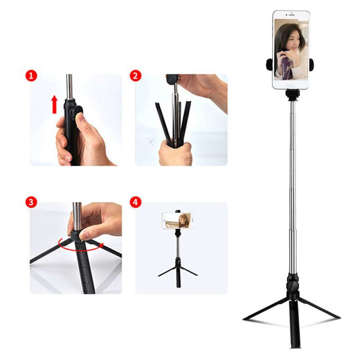 Selfie Stick Bluetooth-Handyhalter Stativ-Handyhalter mit Fernbedienung Bluetooth-Stativ Schwarz