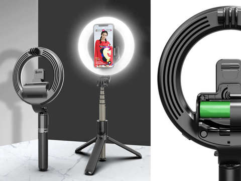 Selfie Stick LED Fotolampe Alogy Ring klein mit Kosmetikstativ für Fotos