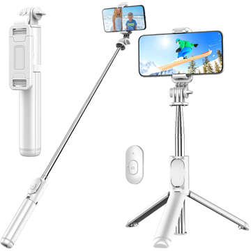 Selfie Stick Stativ Alogy Q01 Stativ Bluetooth-Fernbedienung Telefonhalter zum Fotografieren weiß