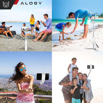 Selfie Stick Stativ Alogy Q01 Stativ Bluetooth-Fernbedienung Telefonhalter zum Fotografieren weiß