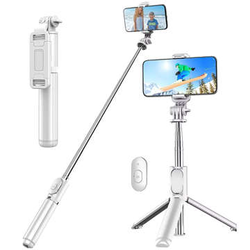 Selfie Stick Stativ Alogy Q01 Stativ Bluetooth-Fernbedienung Telefonhalter zum Fotografieren weiß