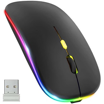 Silent Slim Mouse Alogy LED-Maus mit RGB-Hintergrundbeleuchtung für Tablet-Laptops Schwarz