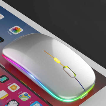 Silent Slim Mouse Alogy kabellose Maus mit RGB-LED-Hintergrundbeleuchtung für Tablet-Laptop Silber