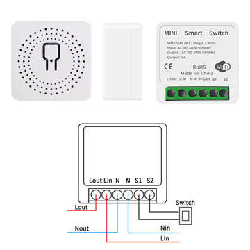 Smart Set aus 2x WiFi Schalter Alogy Mini Einbauschalter Tuya Smart Life 16A Smart Home weiß