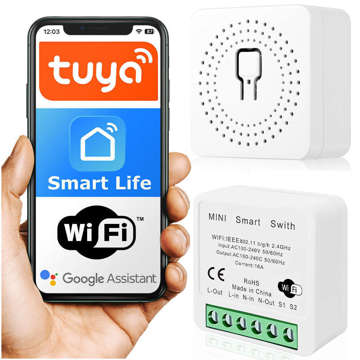 Smart Set aus 2x WiFi Schalter Alogy Mini Einbauschalter Tuya Smart Life 16A Smart Home weiß