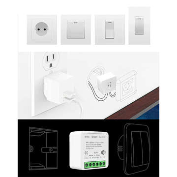 Smart Set aus 2x WiFi Schalter Alogy Mini Einbauschalter Tuya Smart Life 16A Smart Home weiß