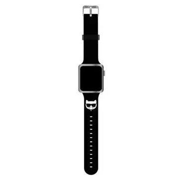 Smartwatch Armband Karl Lagerfeld KLAWLSLCK für Apple Watch 42/44/45mm schwarz/schwarzes Armband Silikon Choupette Heads