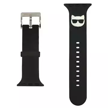 Smartwatch Armband Karl Lagerfeld KLAWLSLCK für Apple Watch 42/44/45mm schwarz/schwarzes Armband Silikon Choupette Heads