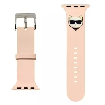 Smartwatch-Armband Karl Lagerfeld KLAWMSLCP für Apple Watch 38/40/41 mm rosa/rosa Armband Silikon-Choupette-Köpfe