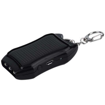 Solar Power Bank Power Bank mit Taschenlampe 1200mAh Rucksack Schlüsselanhänger Schwarz