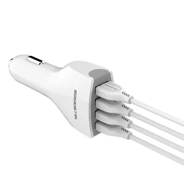 Somostel SMS-A66 Quick Charge QC 3.0 3A 4X USB Autoladegerät Weiß