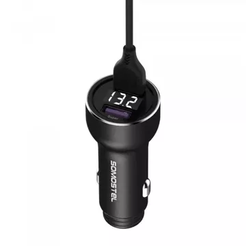 Somostel SMS-A89 Quick Charge QC 3.0 30W Autoladegerät Aluminium 2X USB Schwarz