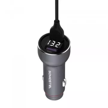 Somostel SMS-A89 Quick Charge QC 3.0 Autoladegerät 30W Aluminium 2X USB Silber