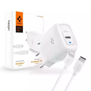 Spigen 1-Port Network Charger PD20W Lightning-Kabel weiß