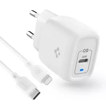 Spigen 1-Port Network Charger PD20W Lightning-Kabel weiß