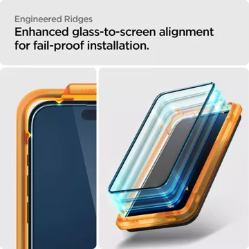 Spigen Alm Glass FC 2er-Pack gehärtetes Glas für Apple iPhone 15 Plus Schwarz