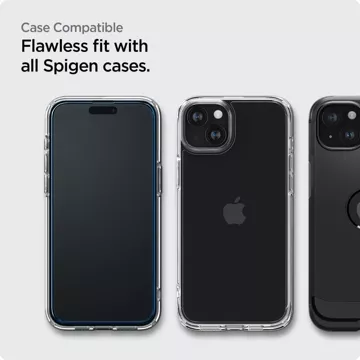 Spigen Alm Glass FC 2er-Pack gehärtetes Glas für Apple iPhone 15 Plus Schwarz