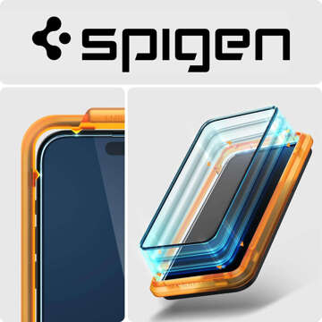 Spigen Alm Glass FC 2er-Pack gehärtetes Glas für Apple iPhone 15 Schwarz