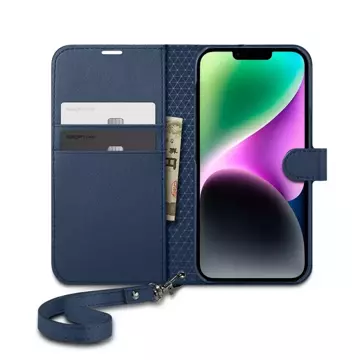 Spigen Brieftasche für das iPhone 14 in klassischem Blau