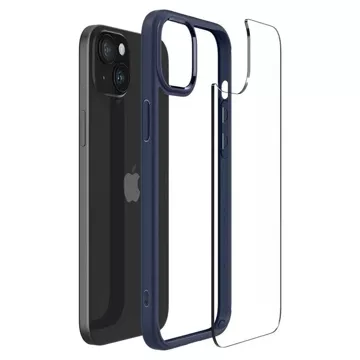 Spigen Crystal Hybrid-Hülle für Apple iPhone 15 Plus – transparent und blau