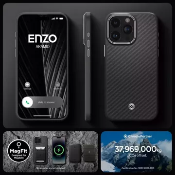 Spigen Enzo Made Mag Mag Safe Hülle für Apple iPhone 15 Pro Mattschwarz