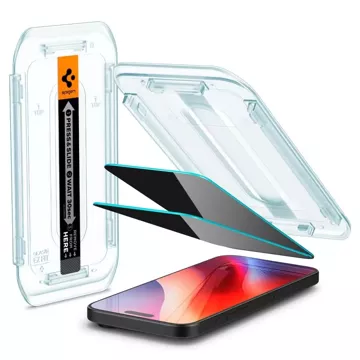 Spigen Glas.Tr „Ez Fit“ Sichtschutzglas 2er-Pack für iPhone 16 Pro Max Privatsphäre