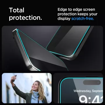 Spigen Glas.tR „EZ Fit“ gehärtetes Glas für Apple iPhone 15 Plus Privacy