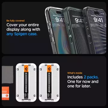 Spigen Glas.tR „Ez Fit“ FC 2er-Pack gehärtetes Glas für Apple iPhone 15 Pro Max Schwarz