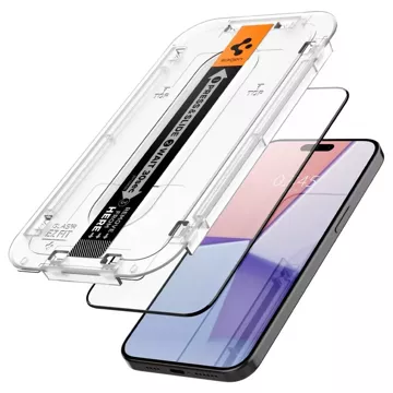 Spigen Glas.tR „Ez Fit“ FC 2er-Pack gehärtetes Glas für Apple iPhone 15 Pro Max Schwarz