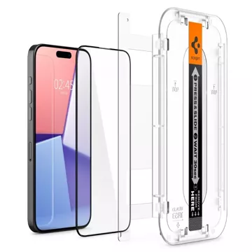 Spigen Glas.tR „Ez Fit“ FC 2er-Pack gehärtetes Glas für Apple iPhone 15 Pro Max Schwarz