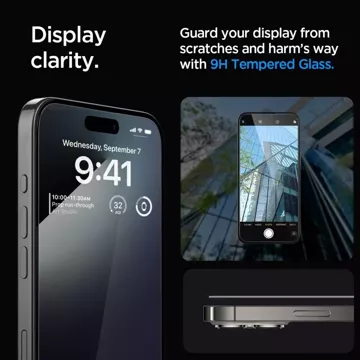 Spigen Glas.tR „Ez Fit“ FC gehärtetes Glas für Apple iPhone 15 Pro Schwarz