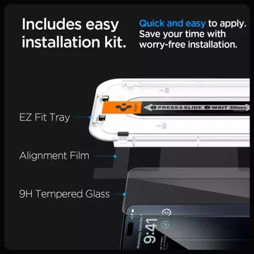 Spigen Glas.tR „Ez Fit“ FC gehärtetes Glas für Apple iPhone 15 Pro Schwarz