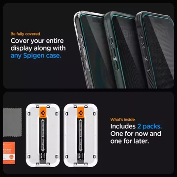 Spigen Glas.tR „Ez Fit“ gehärtetes Glas 2er-Pack für Apple iPhone 15 Plus Privacy