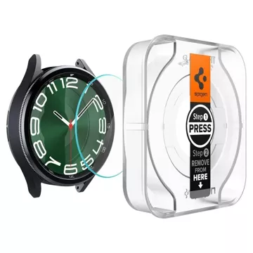 Spigen Glas.tr „Ez-Fit“ 2er-Pack gehärtetes Glas für Samsung Galaxy Watch 6 Classic (47 mm), klar