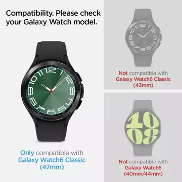 Spigen Glas.tr „Ez-Fit“ 2er-Pack gehärtetes Glas für Samsung Galaxy Watch 6 Classic (47 mm), klar