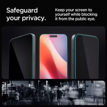 Spigen Glas.tr „ez Fit“ Sichtschutzglas 2er-Pack für iPhone 16 Pro Privatsphäre