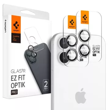 Spigen Optik Pro Glas.TR „EZ FIT“ Kameraschutz 2er-Pack für iPhone 16/16 Plus Kristallklar