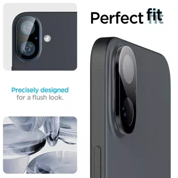 Spigen Optik Pro Glas.TR Kameraschutz 2er-Pack für iPhone 16 / 16 Plus Schwarz