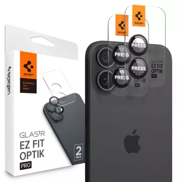 Spigen Optik.Tr „EZ FIT“ Kameraschutz aus gehärtetem Glas, 2er-Pack für Apple iPhone iPhone 16/16 Plus, Schwarz