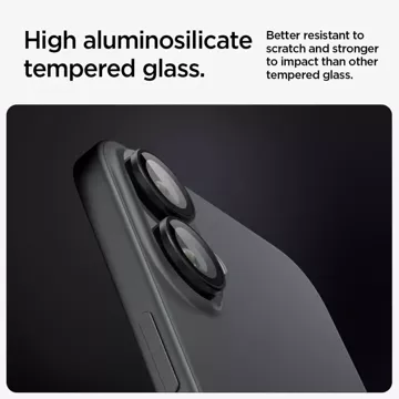 Spigen Optik.Tr „EZ FIT“ Kameraschutz aus gehärtetem Glas, 2er-Pack für Apple iPhone iPhone 16/16 Plus, Schwarz