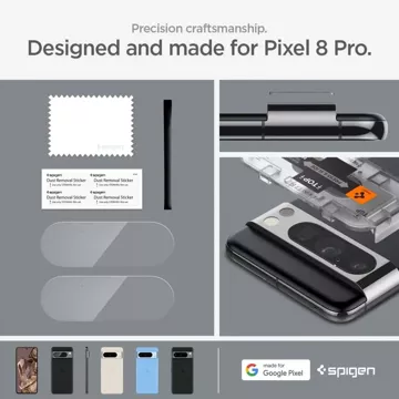 Spigen Optik.tR „EZ Fit“ Kameraschutz 2er-Pack für Google Pixel 8 Pro Crystal Clear