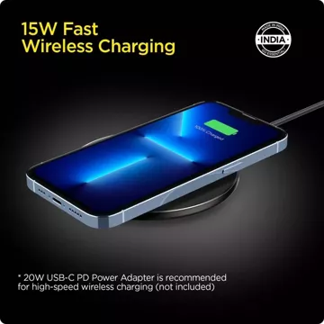 Spigen PF2104G Arcfield Wireless Charger 15W Schwarzes induktives Ladegerät