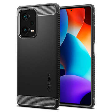 Spigen Rugged Armor Handyhülle Schutzhülle für Xiaomi Redmi Note 12 Pro Plus 5G Mattschwarzes Glas