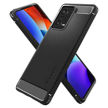 Spigen Rugged Armor Handyhülle Schutzhülle für Xiaomi Redmi Note 12 Pro Plus 5G Mattschwarzes Glas