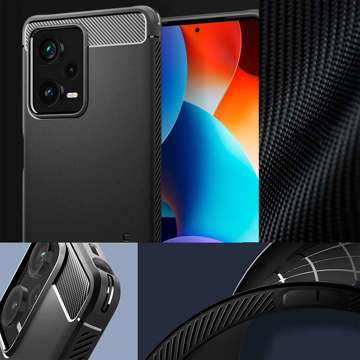 Spigen Rugged Armor Handyhülle Schutzhülle für Xiaomi Redmi Note 12 Pro Plus 5G Mattschwarzes Glas