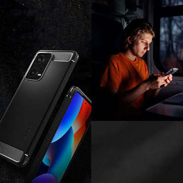 Spigen Rugged Armor Handyhülle Schutzhülle für Xiaomi Redmi Note 12 Pro Plus 5G Mattschwarzes Glas