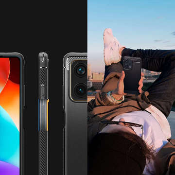 Spigen Rugged Armor Handyhülle Schutzhülle für Xiaomi Redmi Note 12 Pro Plus 5G Mattschwarzes Glas